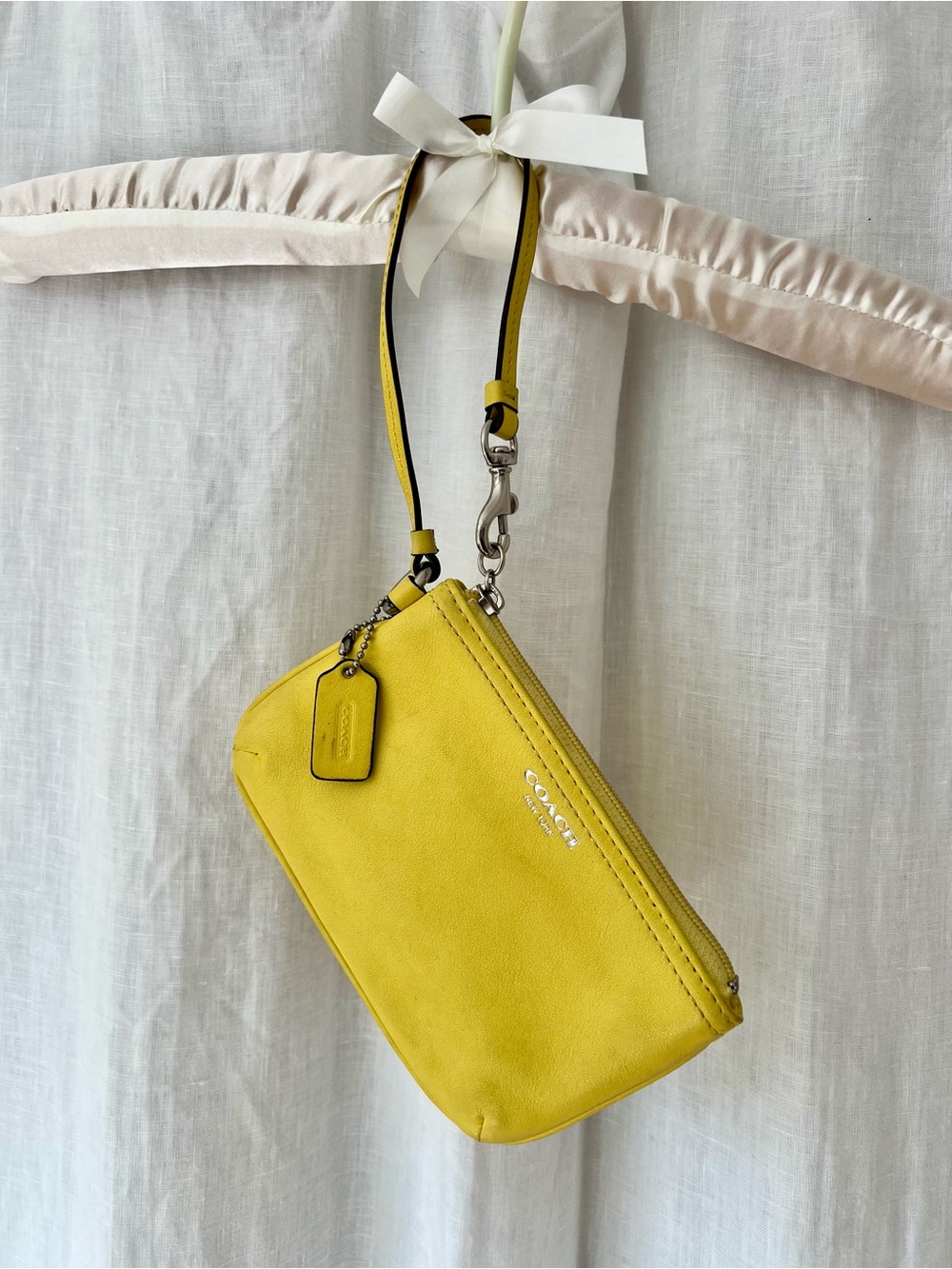 COACH Yellow Leather Wristlet with Silver Hardware - Picture 2 of 7